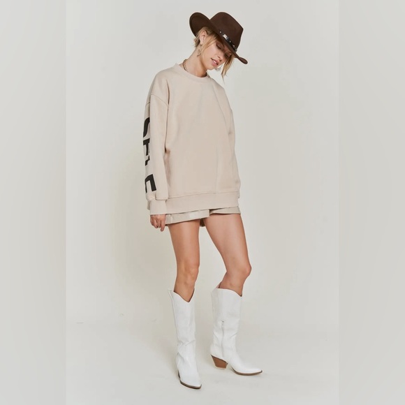 Be Yourself, Love Yourself Sweatshirt- Tan - Picture 4 of 5